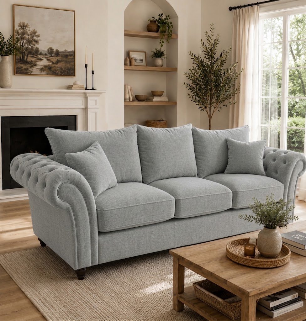 Nicole 3 Seater Naples Light Grey Sofa 4