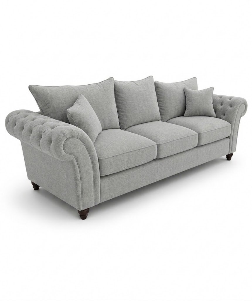Nicole 3 Seater Naples Light Grey Sofa