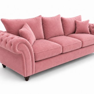 Nicole 3 Seater Plush Velvet Pink Sofa