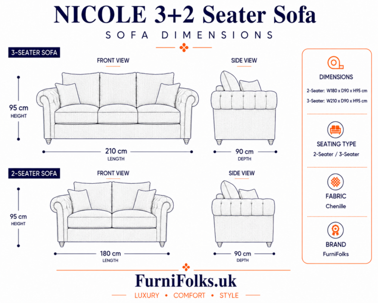 Nicole 3+2 Seater Chenille Black Sofa 5