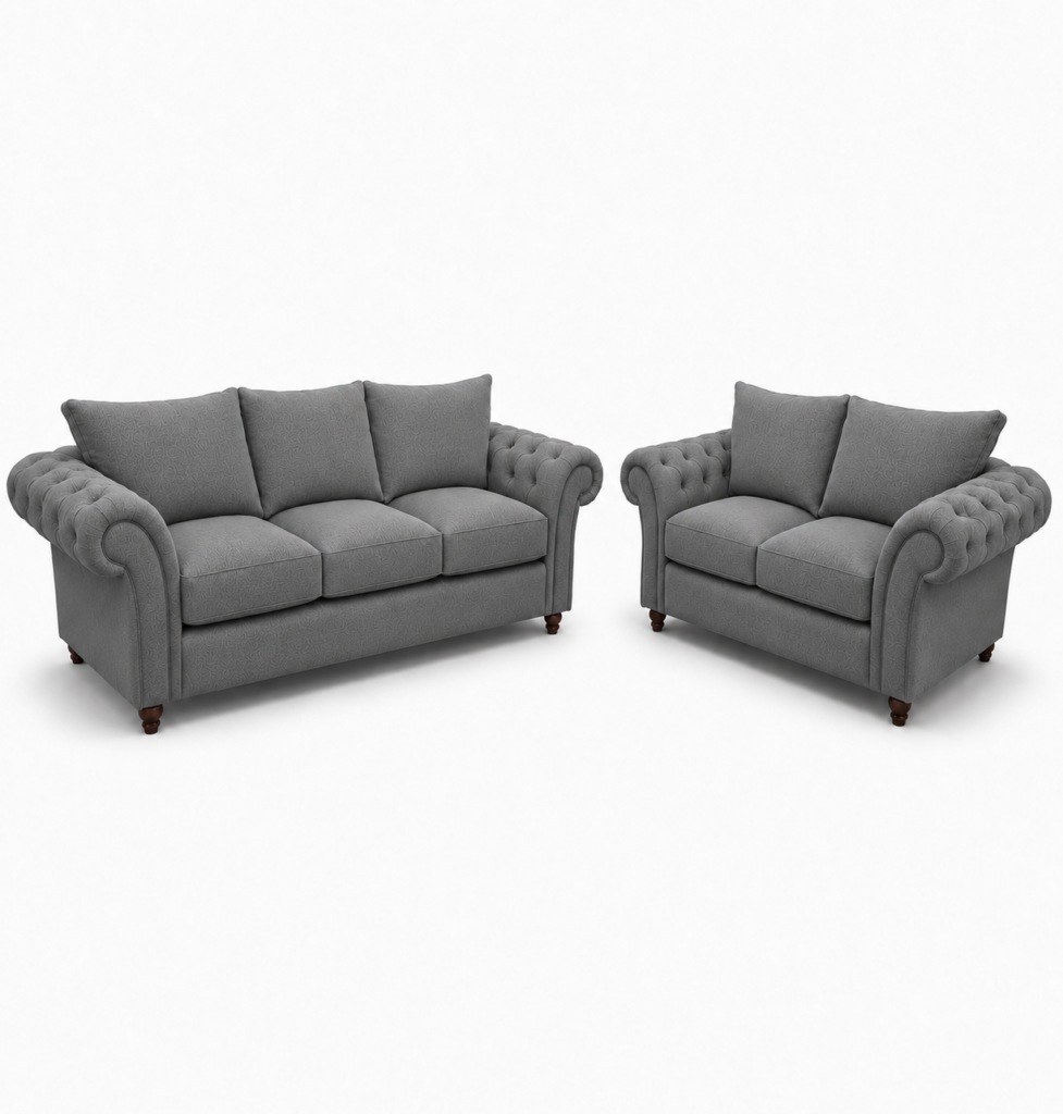 Nicole 3+2 Seater Chenille Charcoal Sofa