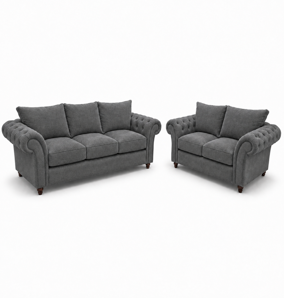 Nicole 3+2 Seater Chenille Dark Grey Sofa