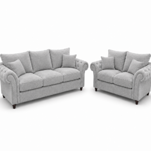Nicole 3+2 Seater Chenille Silver Sofa