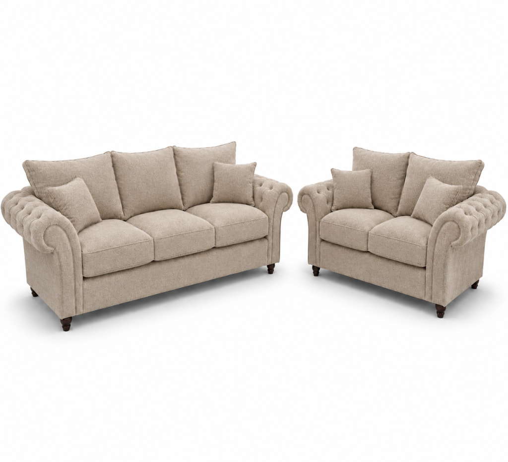 Nicole 3+2 Seater Chenille Truffle Sofa