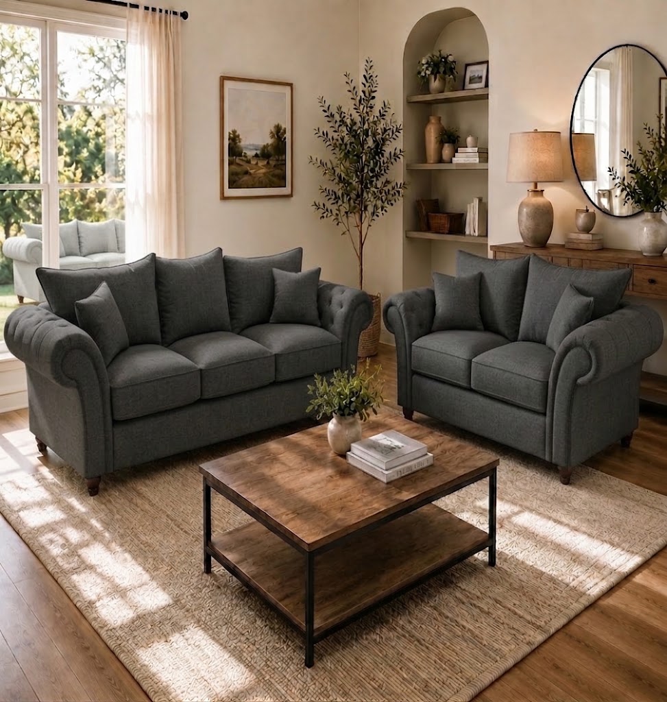 Nicole 3+2 Seater Naples Dark Grey Sofa - Image 4