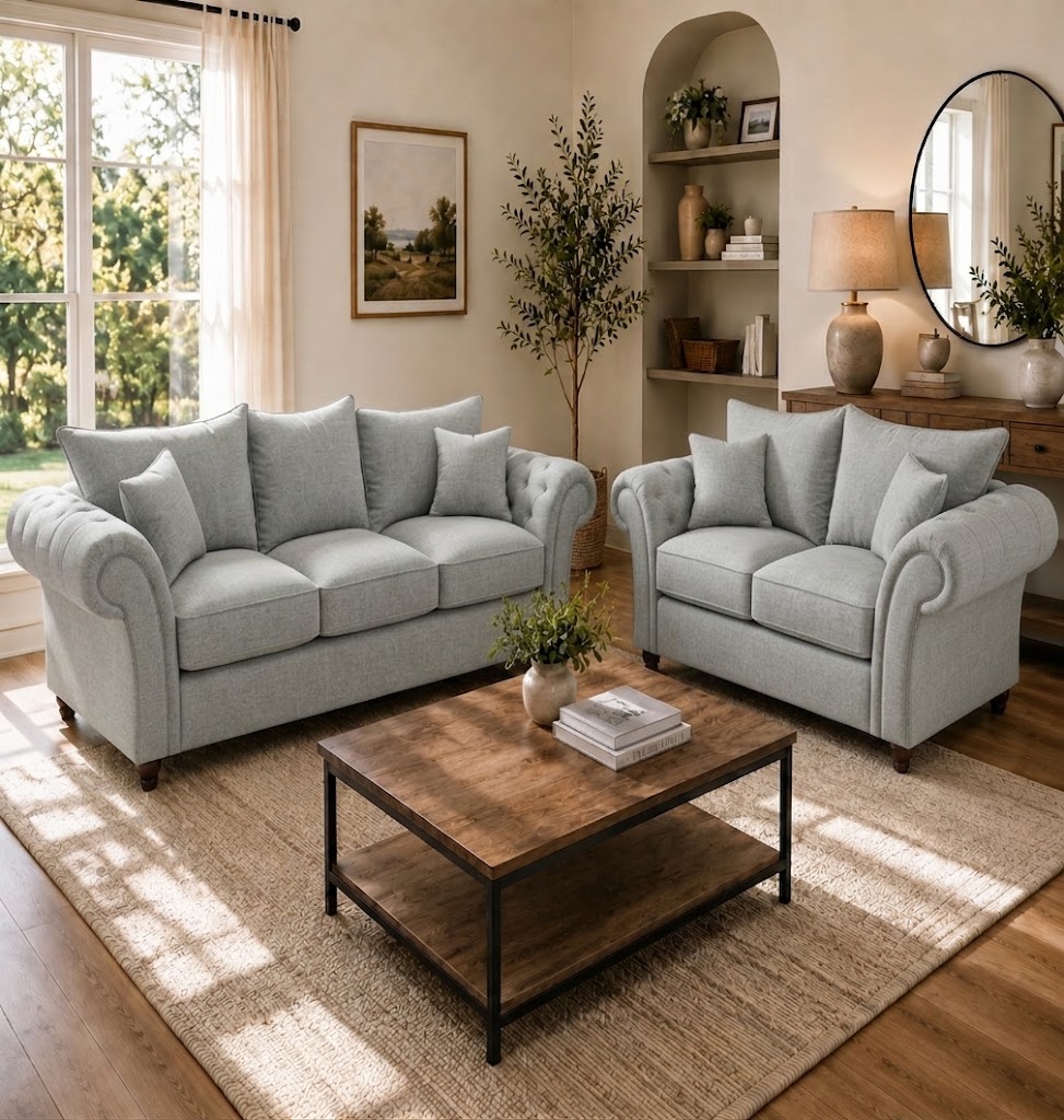 Nicole 3+2 Seater Naples Light Grey Sofa - Image 4