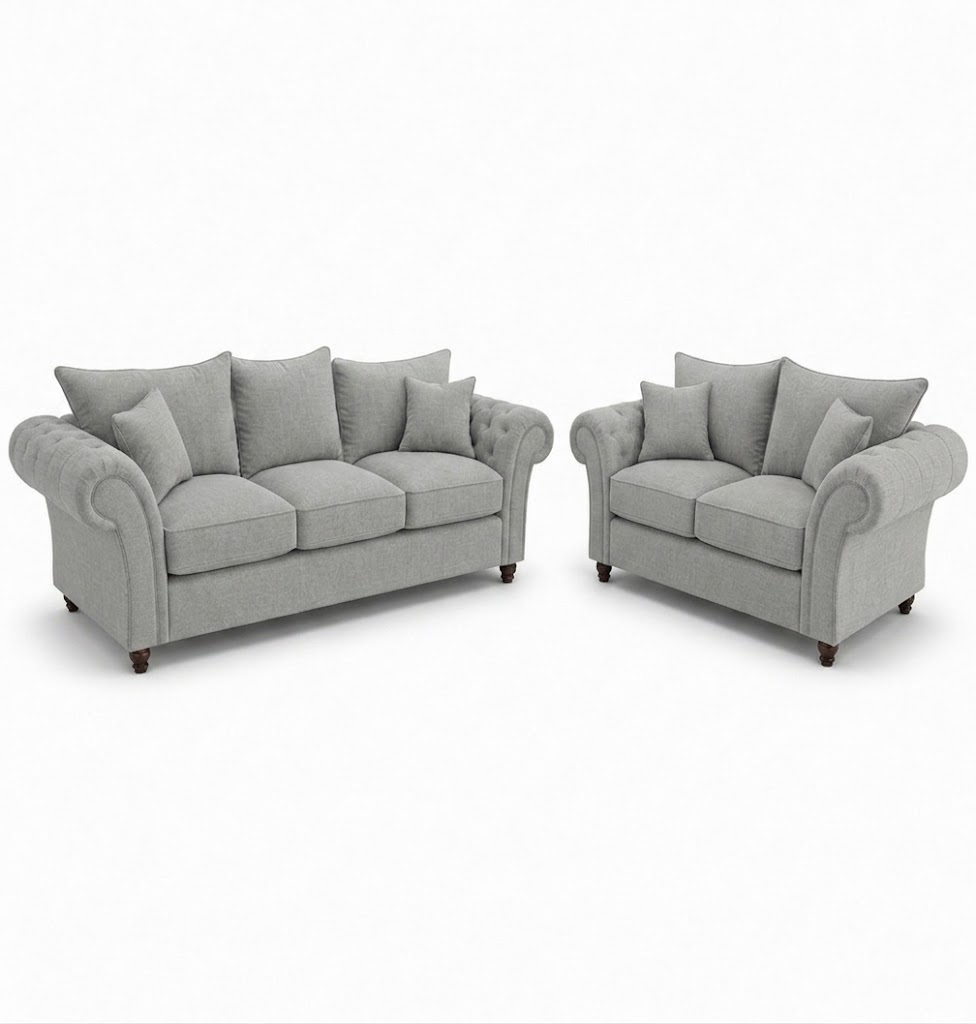 Nicole 3+2 Seater Naples Light Grey Sofa