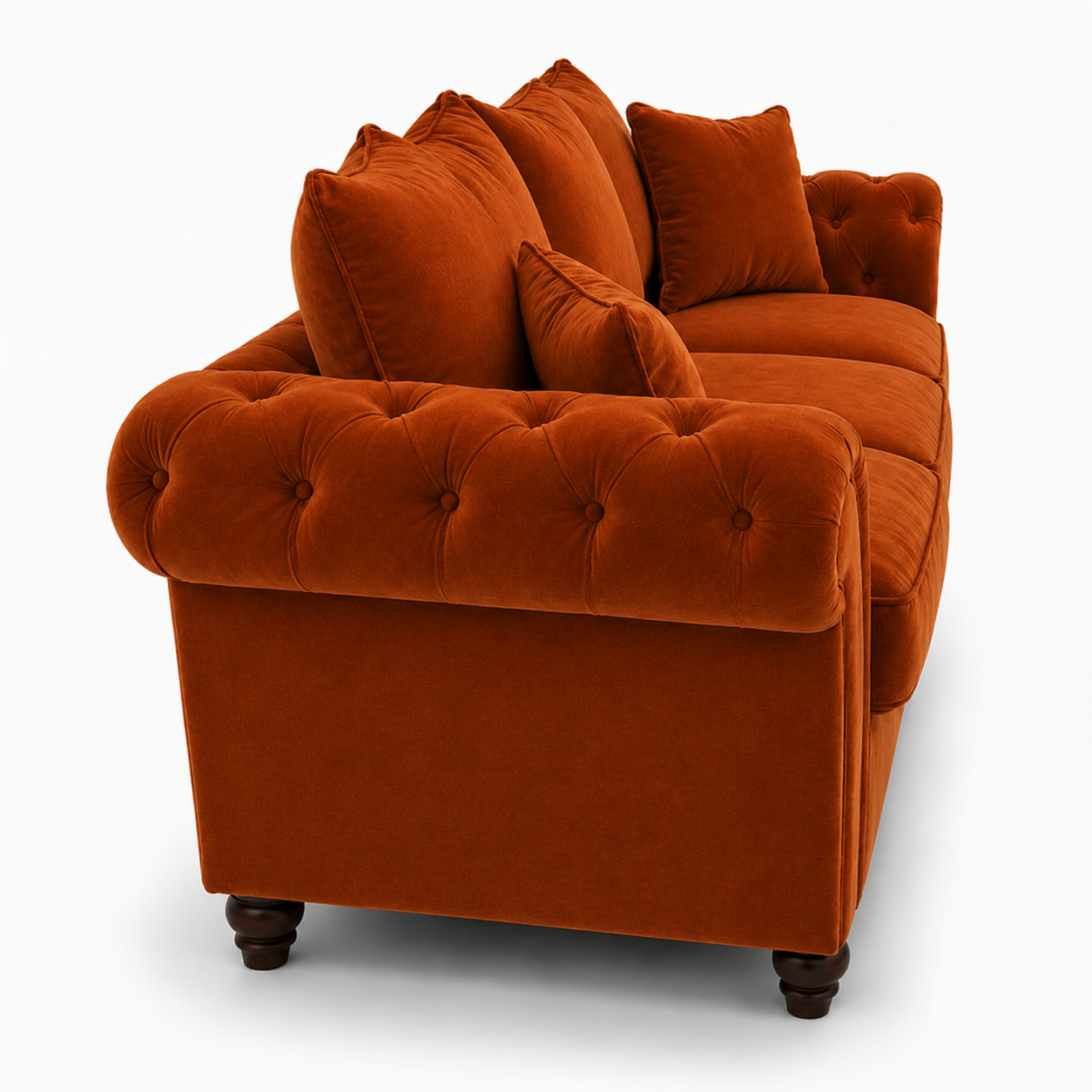Nicole 3+2 Seater Plush Velvet Burnt Orange Sofa 2
