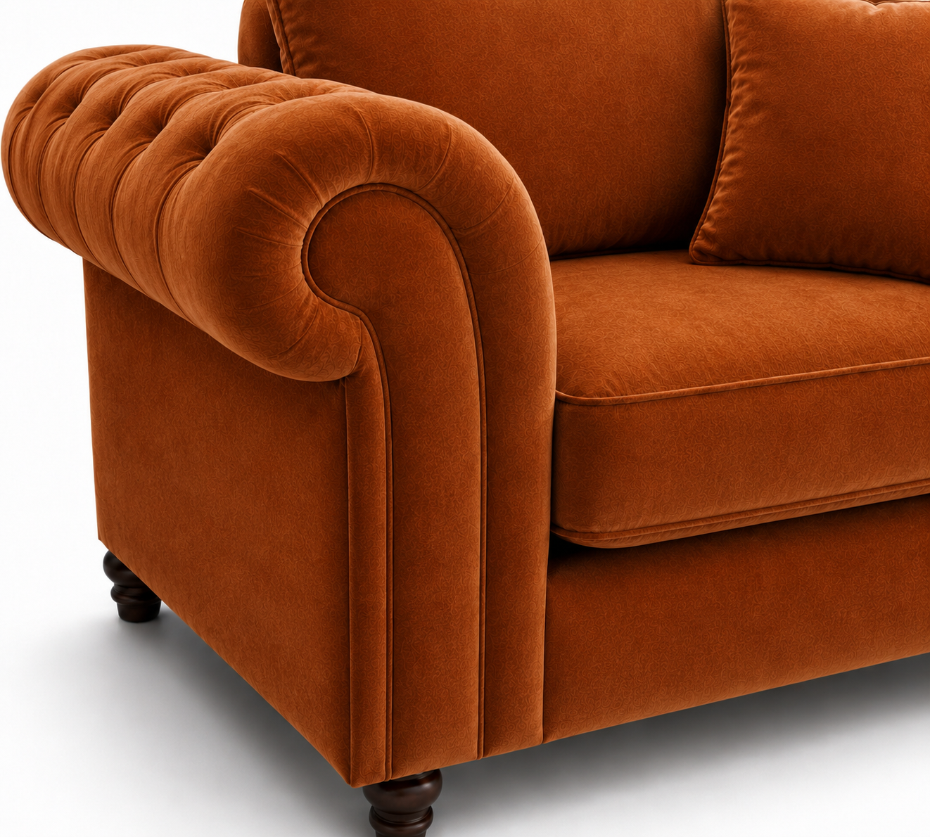 Nicole 3+2 Seater Plush Velvet Burnt Orange Sofa - Image 3