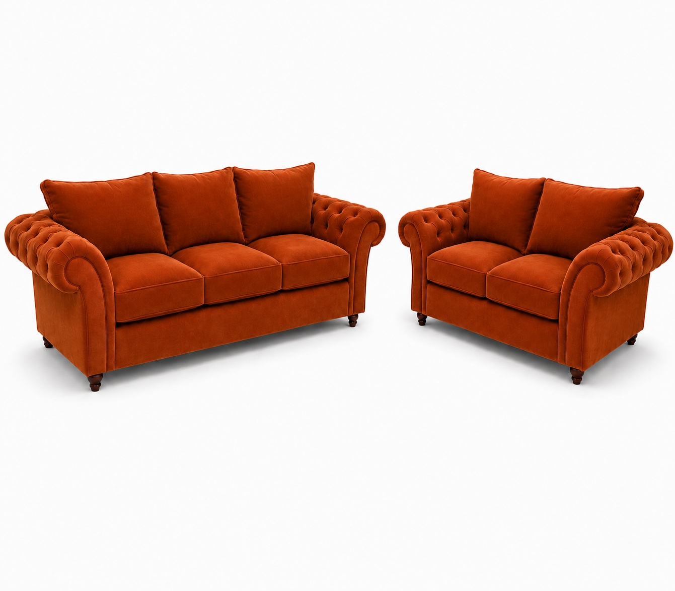 Nicole 3+2 Seater Plush Velvet Burnt Orange Sofa