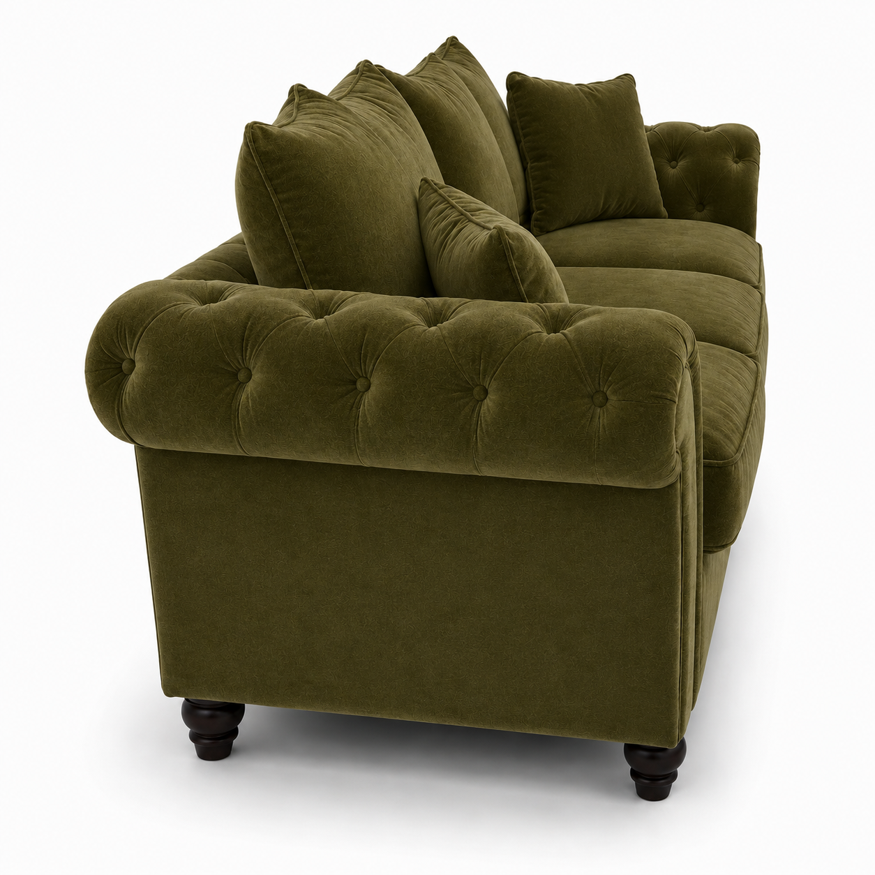 Nicole 3+2 Seater Plush Velvet Olive Green Sofa 2
