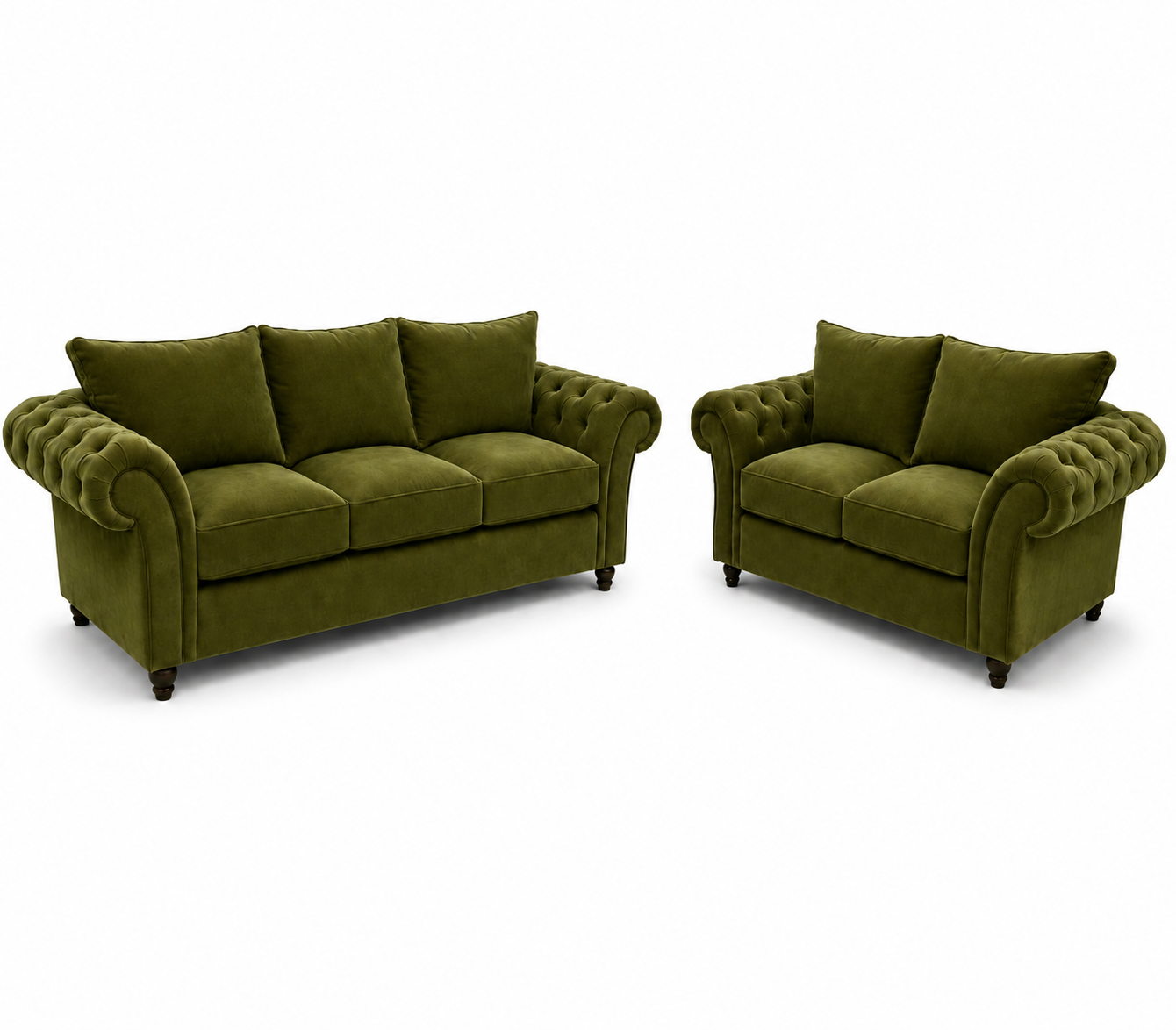 Nicole 3+2 Seater Plush Velvet Olive Green Sofa