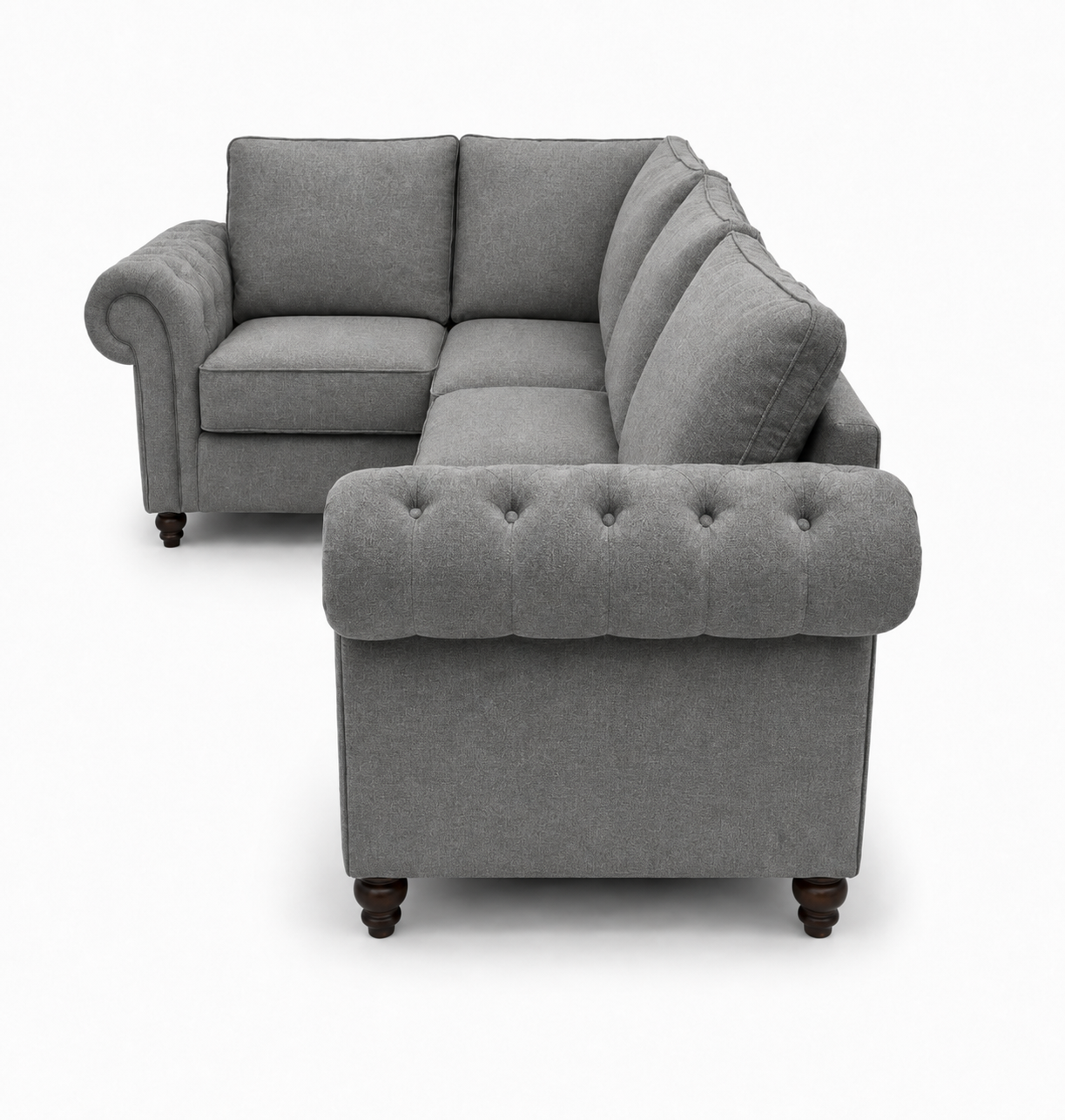 Nicole 5 Seater Corner Chenille Charcoal Sofa 2