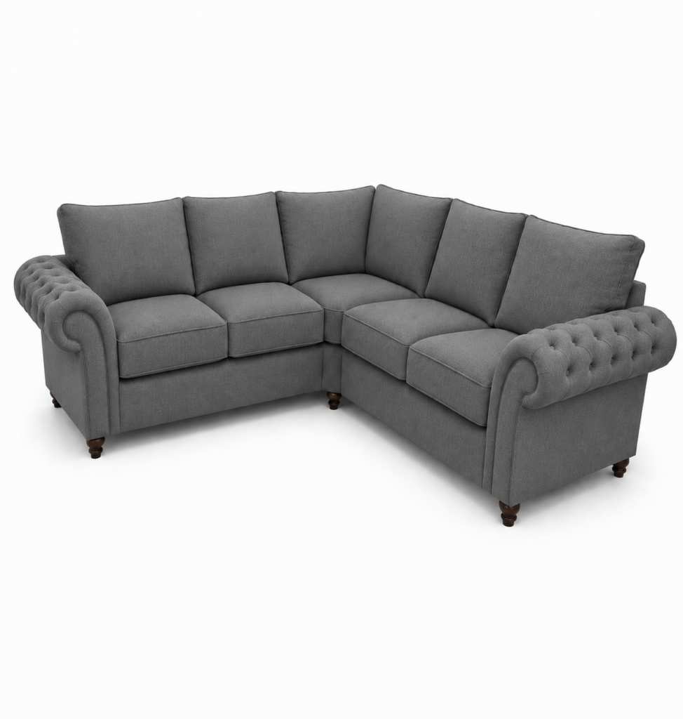 Nicole 5 Seater Corner Chenille Charcoal Sofa