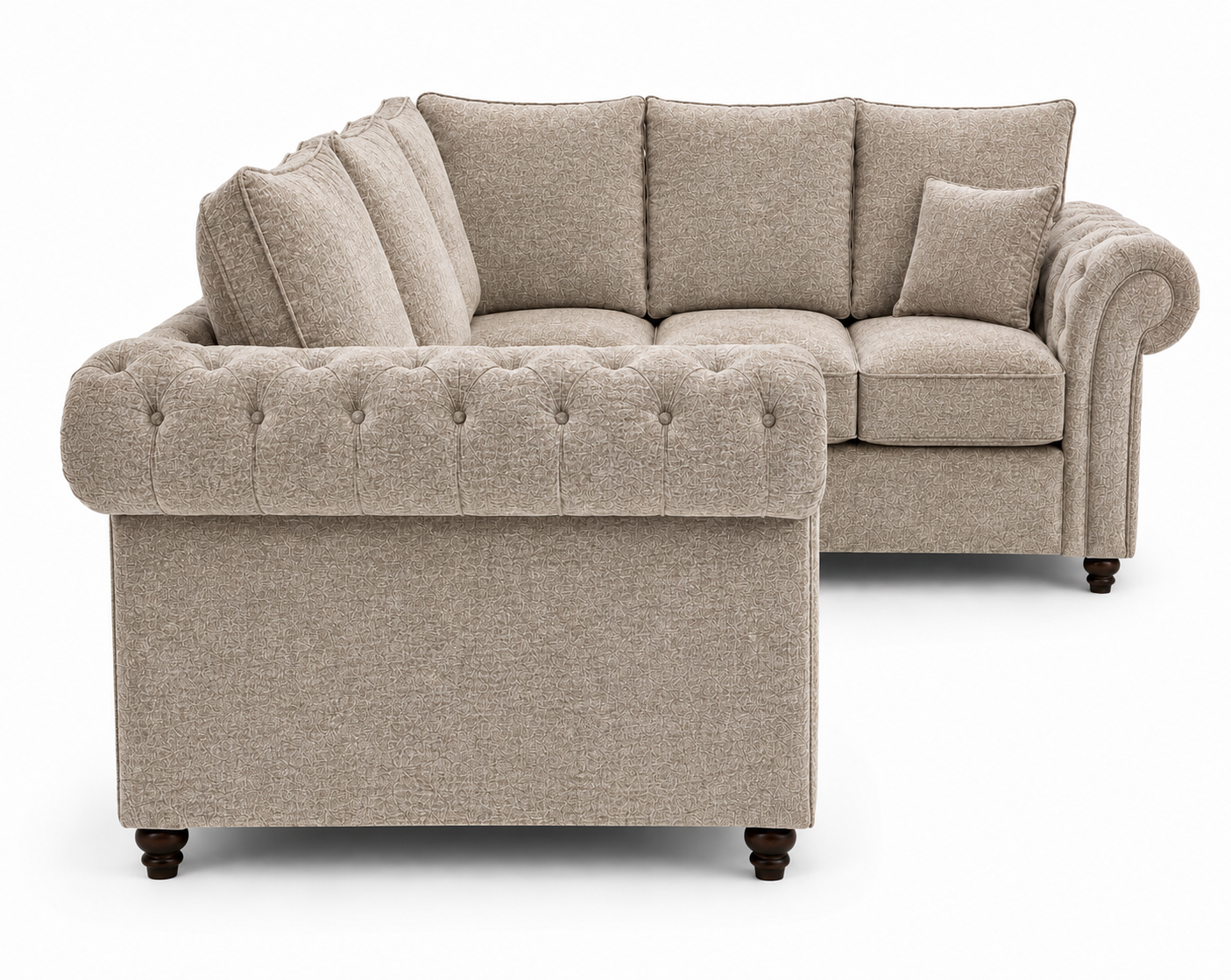 Nicole 5 Seater Corner Chenille Truffle Sofa 2
