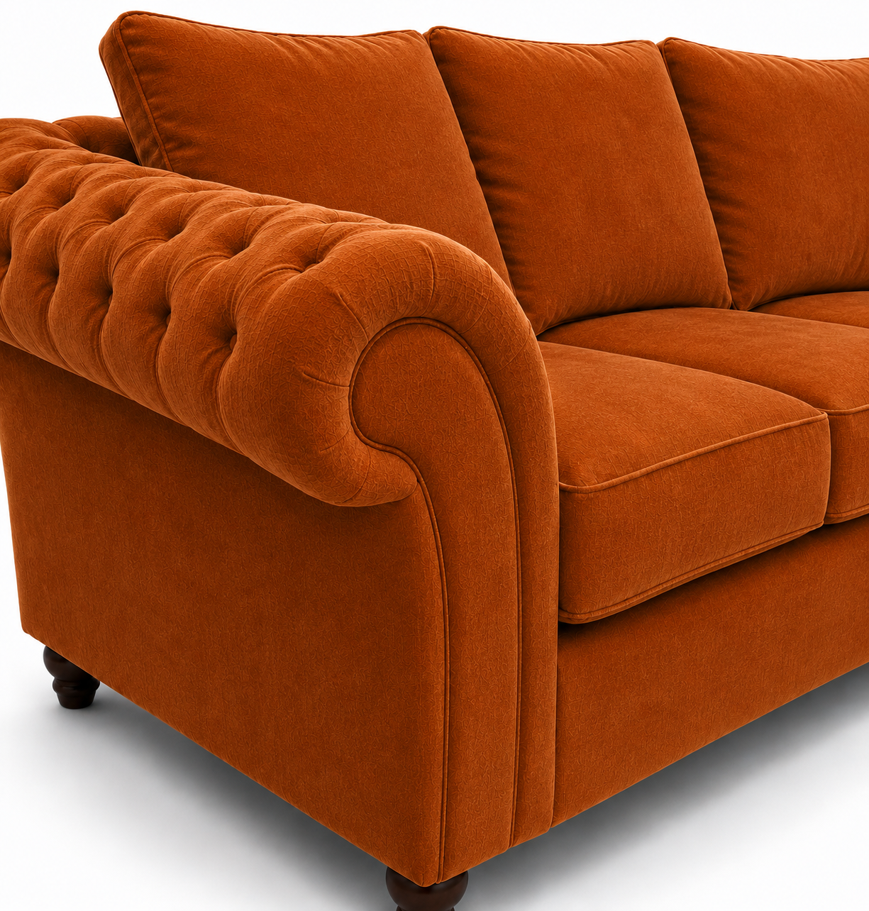 Nicole 5 Seater Corner Plush Velvet Burnt Orange Sofa 3