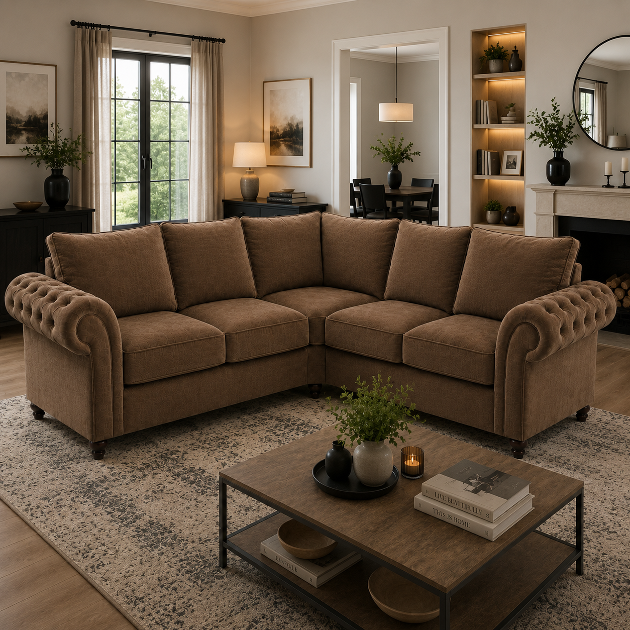 Nicole 5 Seater Corner Plush Velvet Coffee Sofa 4