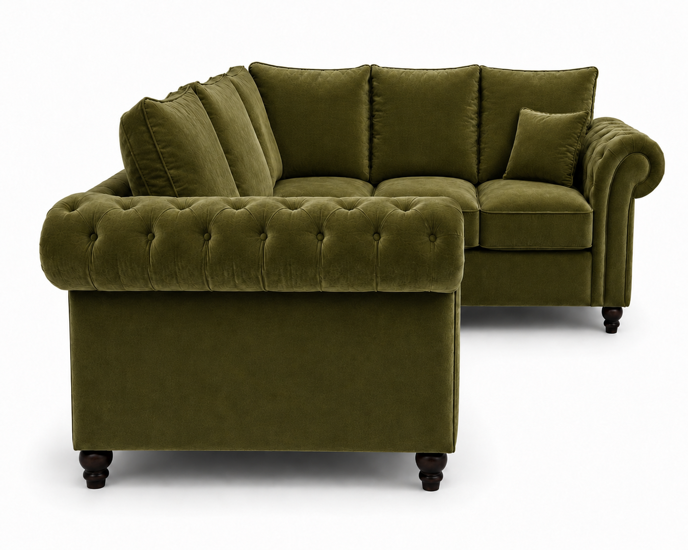 Nicole 5 Seater Corner Plush Velvet Olive Green Sofa 2