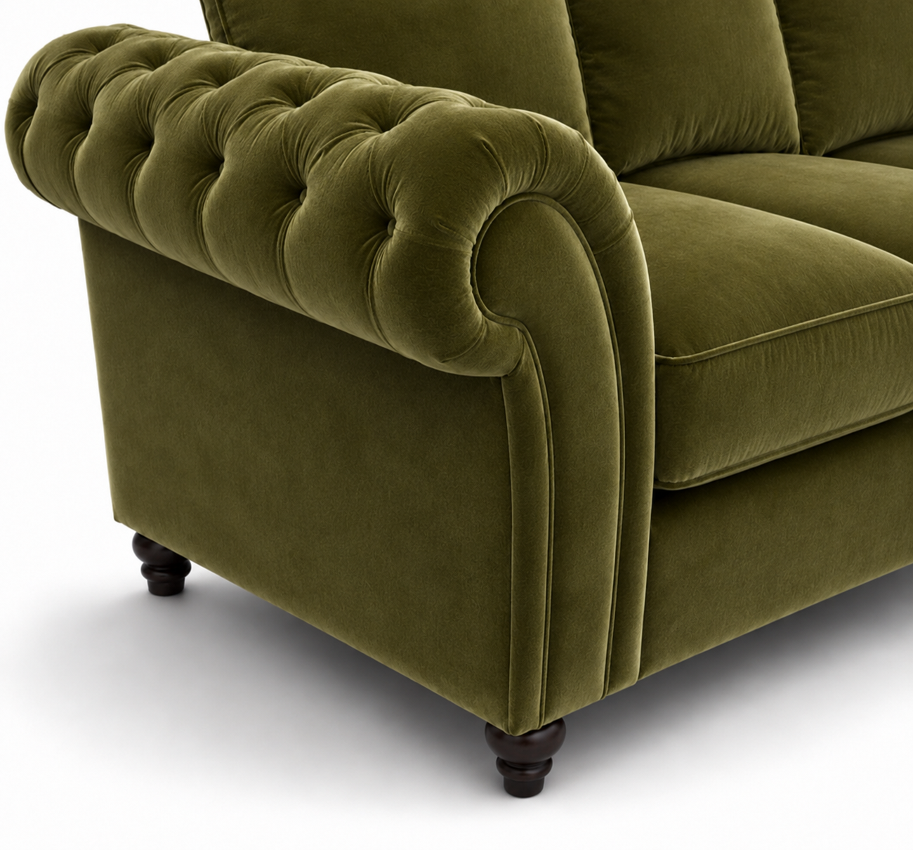 Nicole 5 Seater Corner Plush Velvet Olive Green Sofa 3