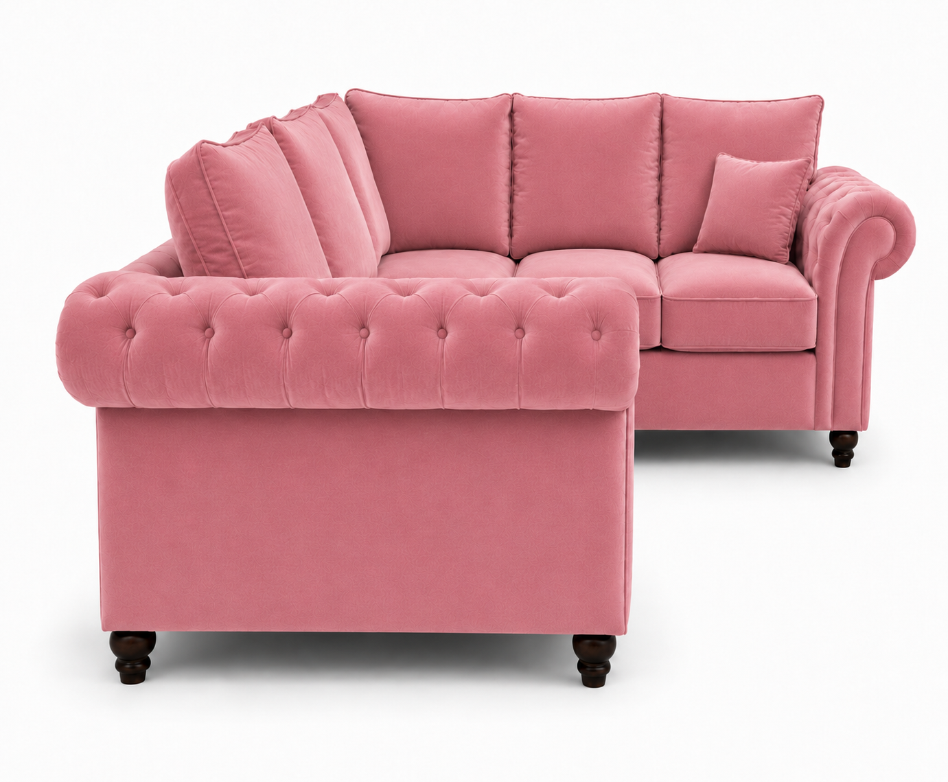 Nicole 5 Seater Corner Plush Velvet Pink Sofa - Image 2