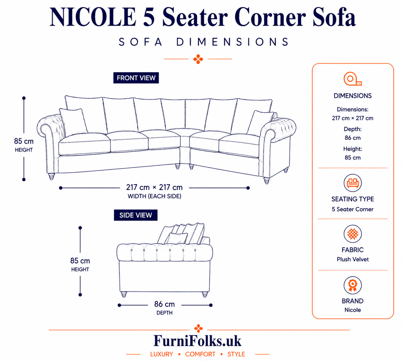 Nicole 5 Seater Corner Plush Velvet Pink Sofa 5