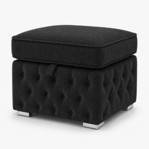 Nicole Chenille Black Gloria Footstool With Storage