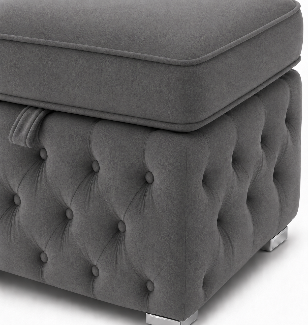 Nicole Chenille Charcoal Gloria Footstool With Storage 3