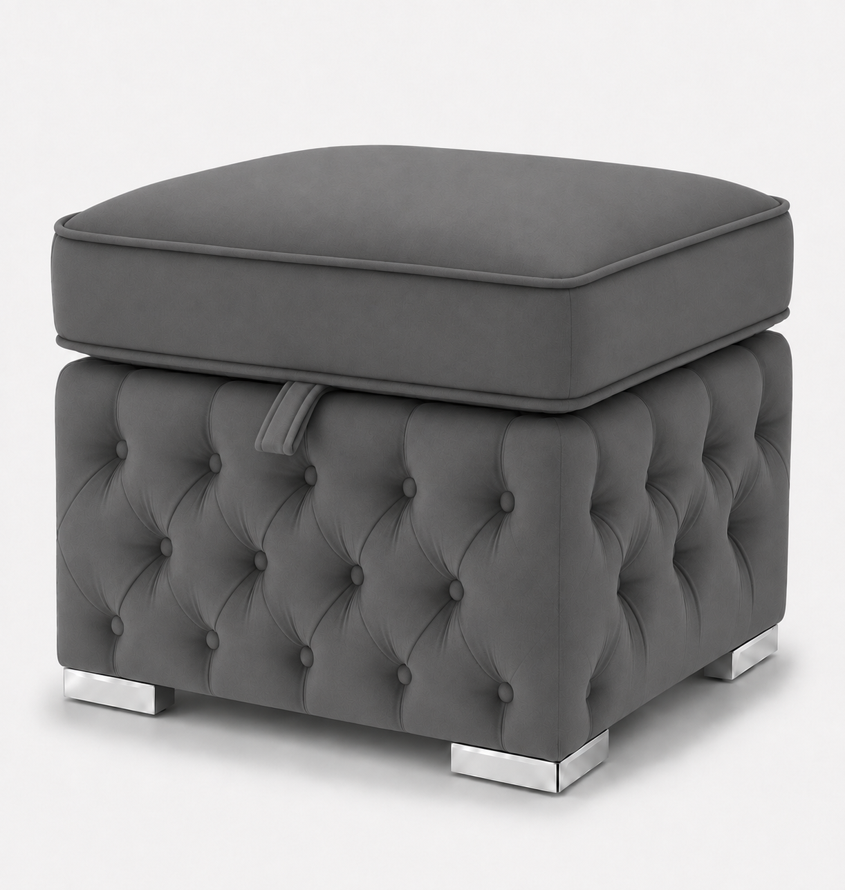 Nicole Chenille Charcoal Gloria Footstool With Storage