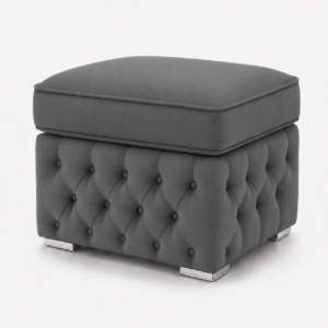 Nicole Chenille Charcoal Gloria Footstool Without Storage
