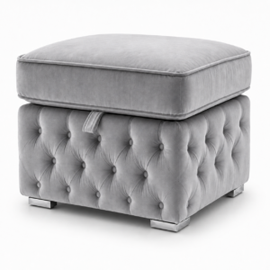 Nicole Chenille Silver Gloria Footstool With Storage