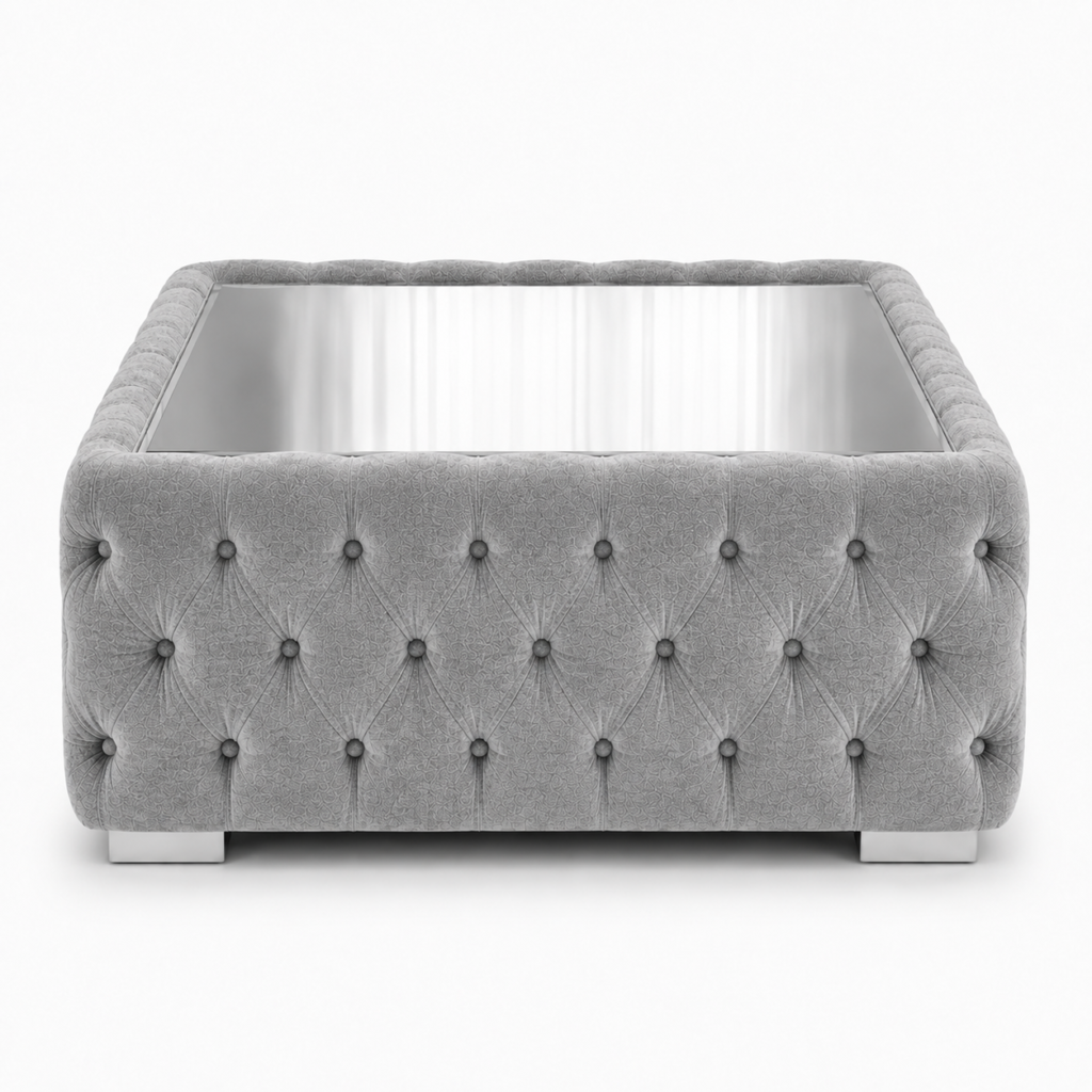 Nicole Chenille Silver Matching Sofa Mairo Coffee Table