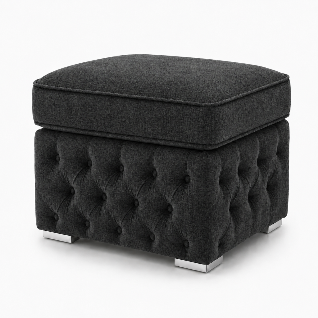 Nicole Chenille Truffle Gloria Footstool Without Storage