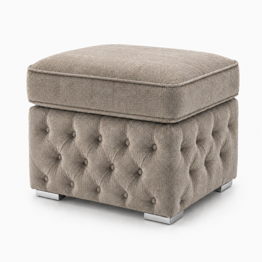 Nicole Chenille Truffle Gloria Footstool Without Storage