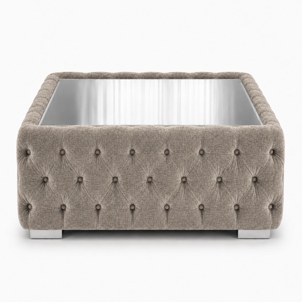 Nicole Chenille Truffle Matching Sofa Mairo Coffee Table