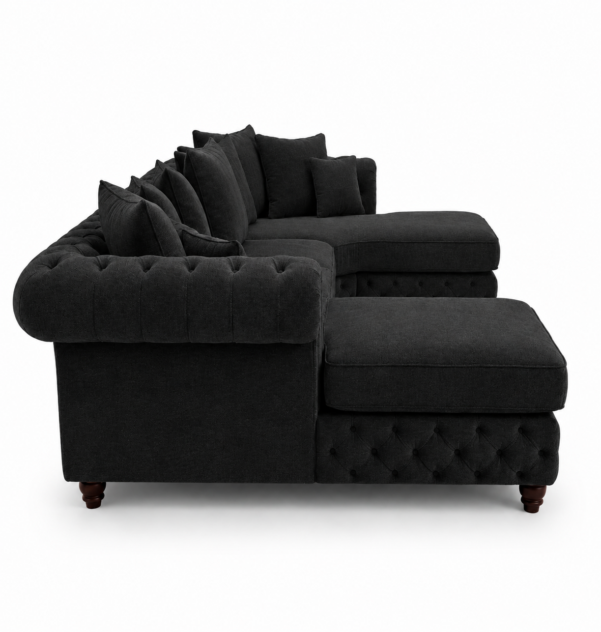 Nicole Large U Shape Chenille Black Sofa 2