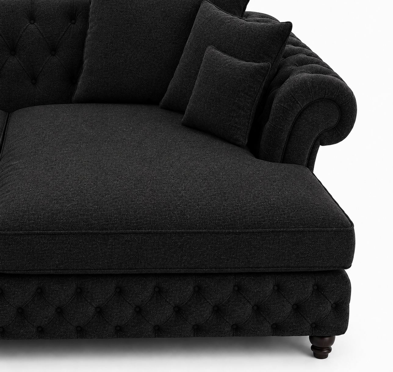 Nicole Large U Shape Chenille Black Sofa 3
