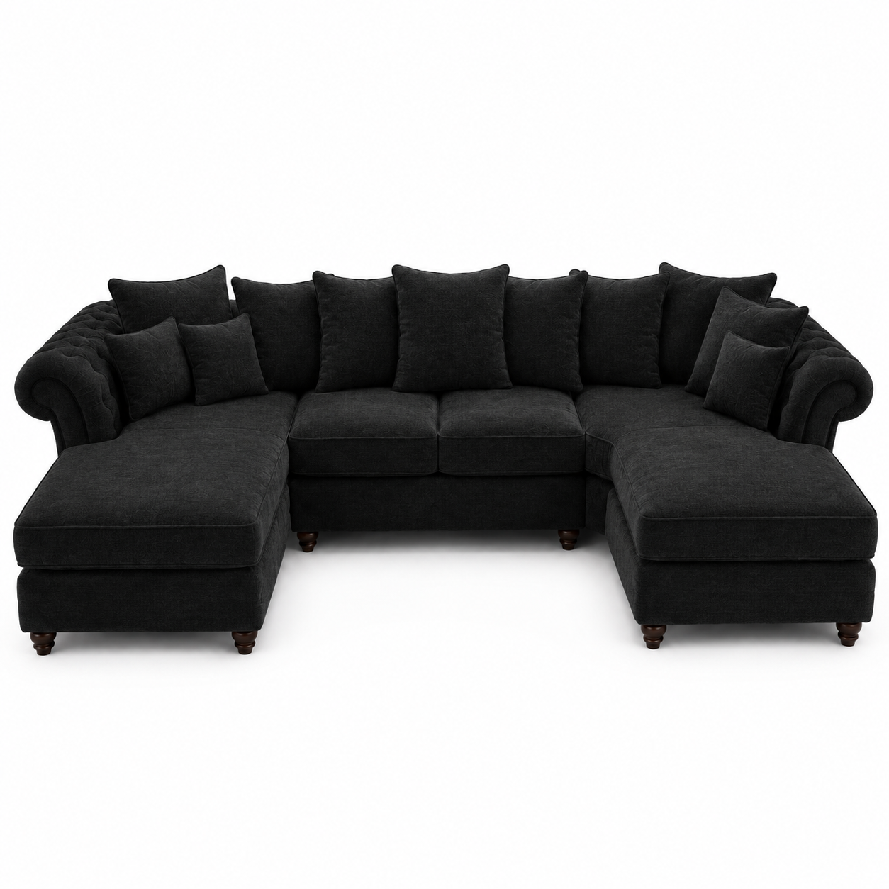 Nicole Large U Shape Chenille Black Sofa
