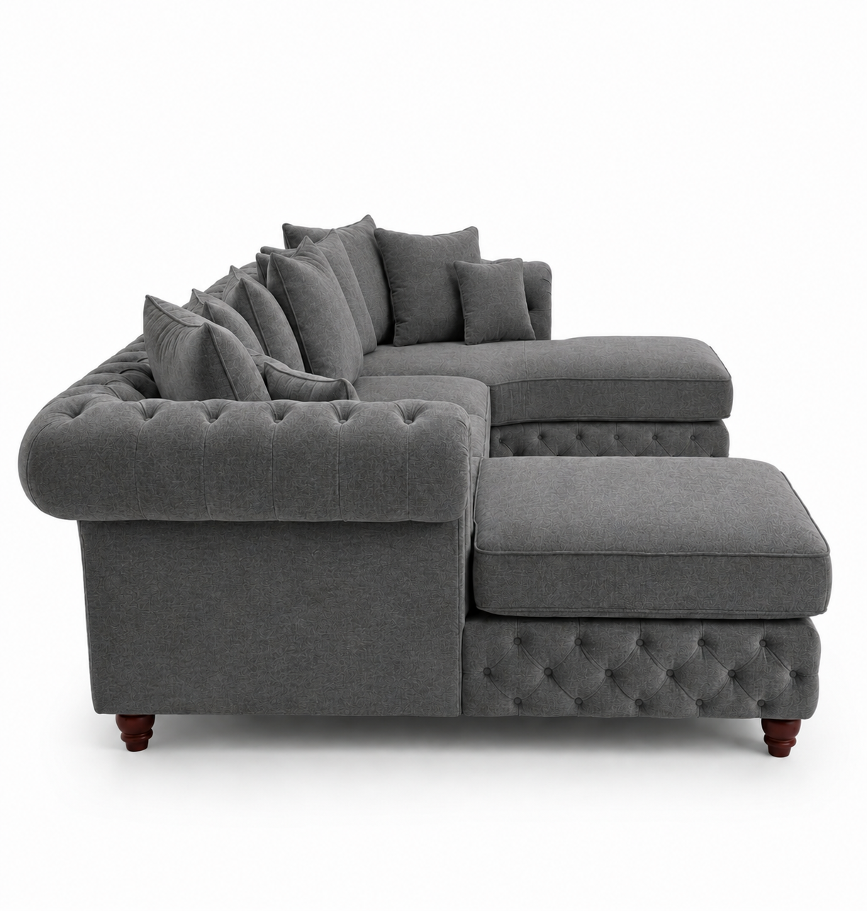 Nicole Large U Shape Chenille Charcoal Sofa 2
