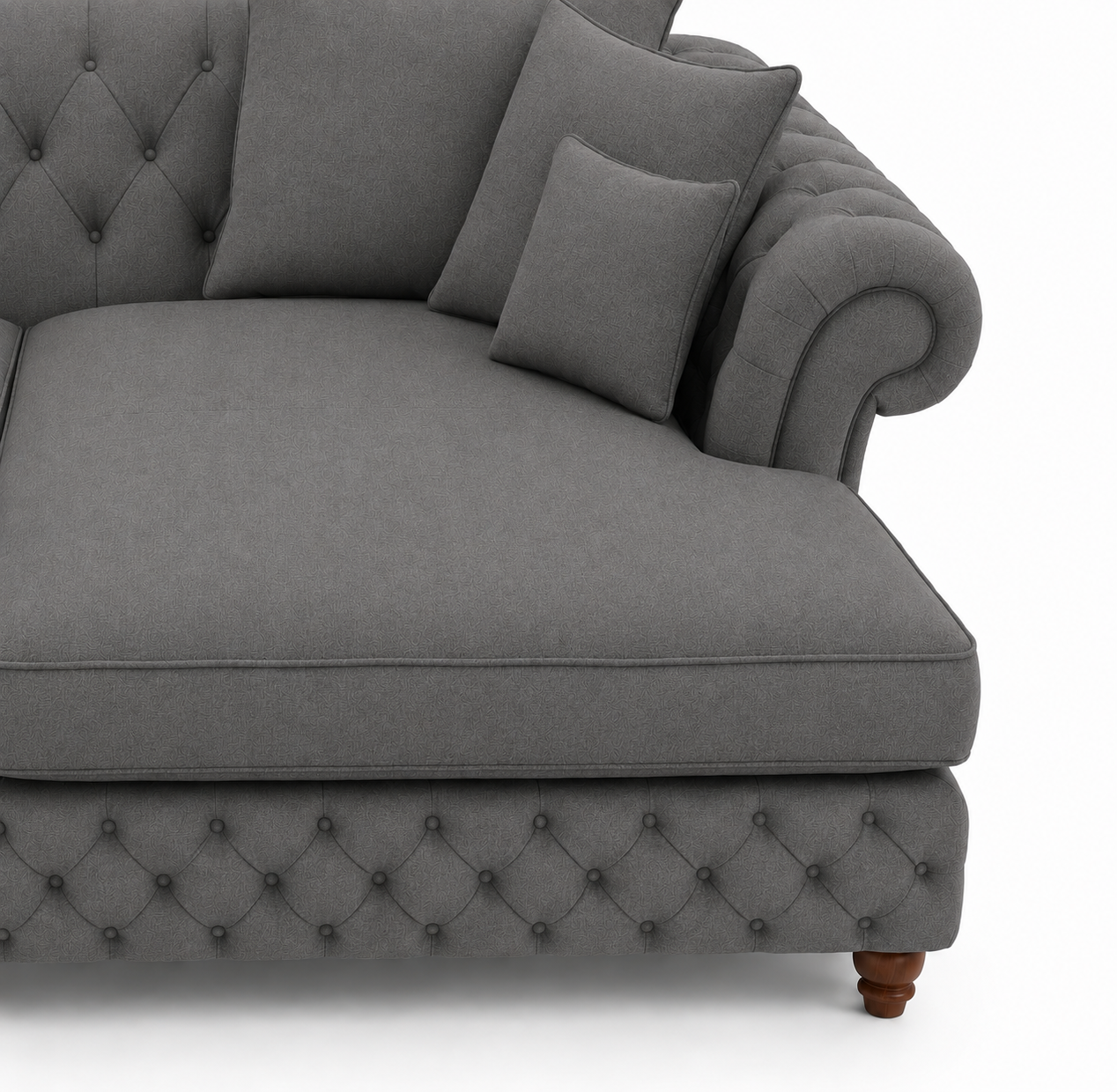 Nicole Large U Shape Chenille Charcoal Sofa 3