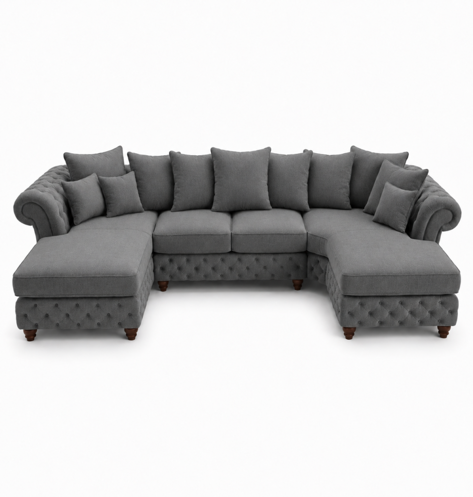Nicole Large U Shape Chenille Charcoal Sofa