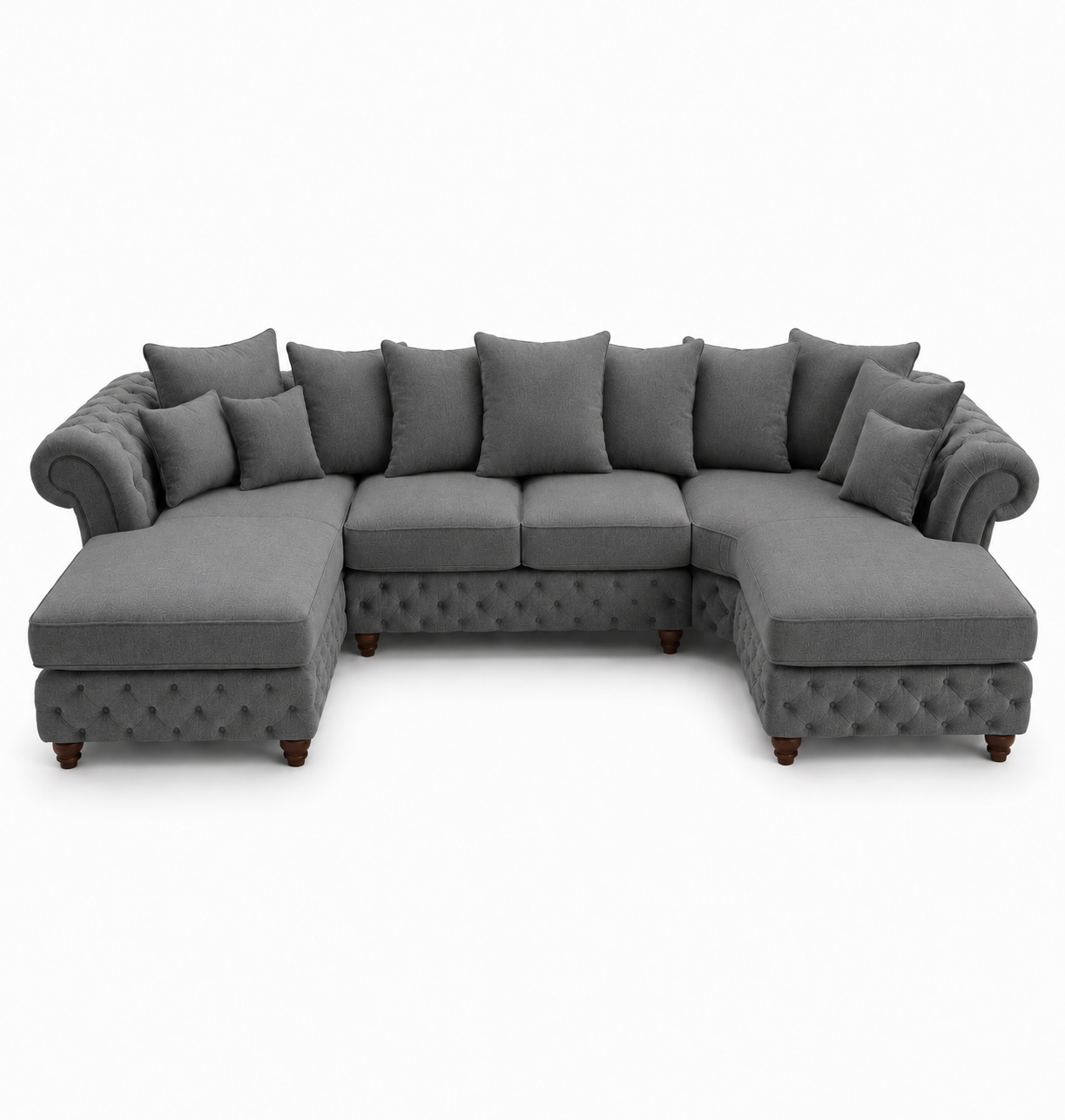Nicole Large U Shape Chenille Charcoal Sofa