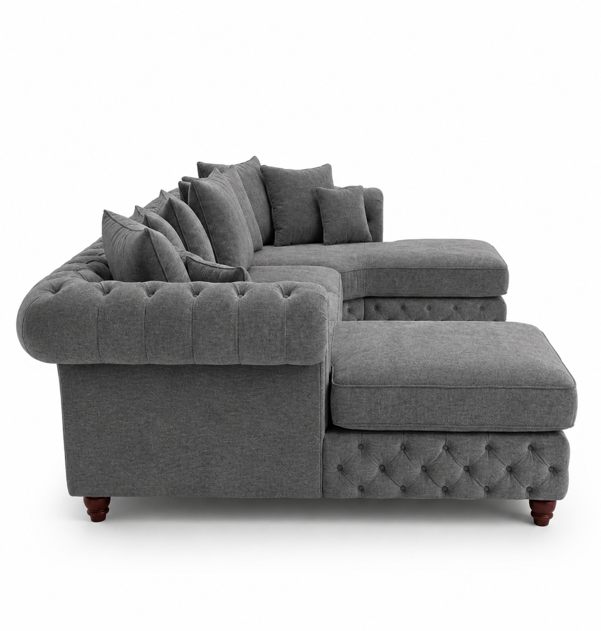 Nicole Large U Shape Chenille Dark Grey Sofa 2