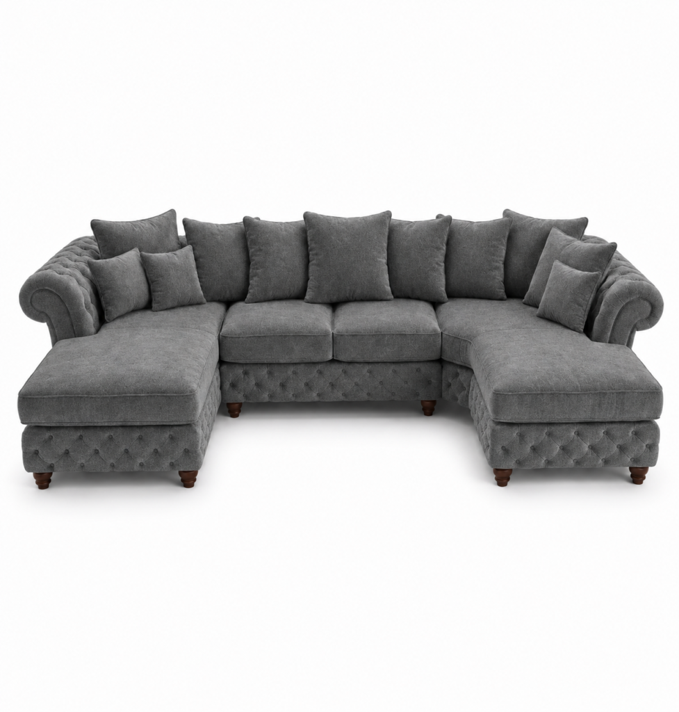 Nicole Large U Shape Chenille Dark Grey Sofa