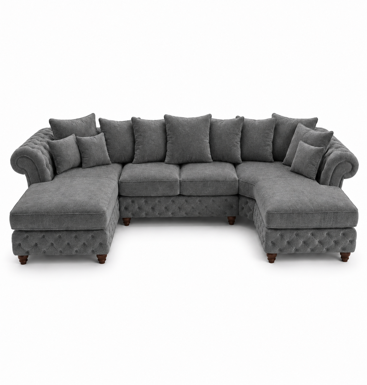 Nicole Large U Shape Chenille Dark Grey Sofa