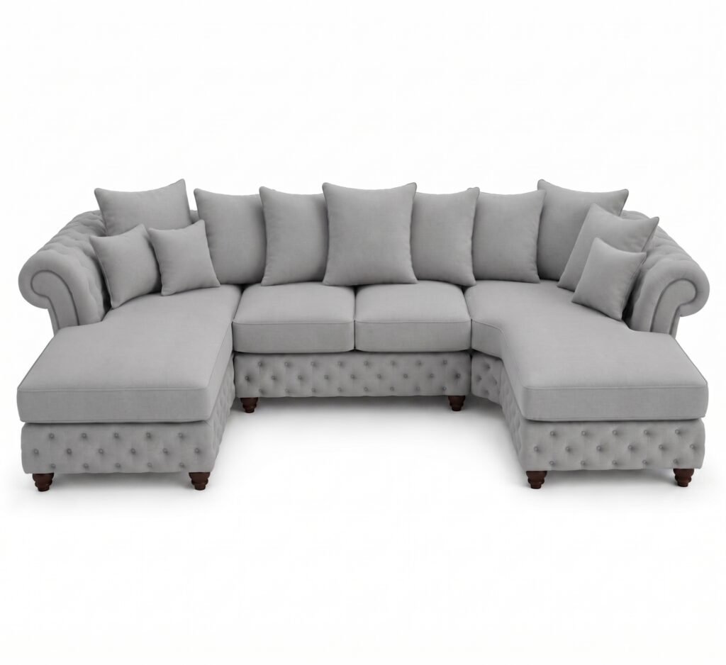 Nicole Large U Shape Naples Light Grey Sofa