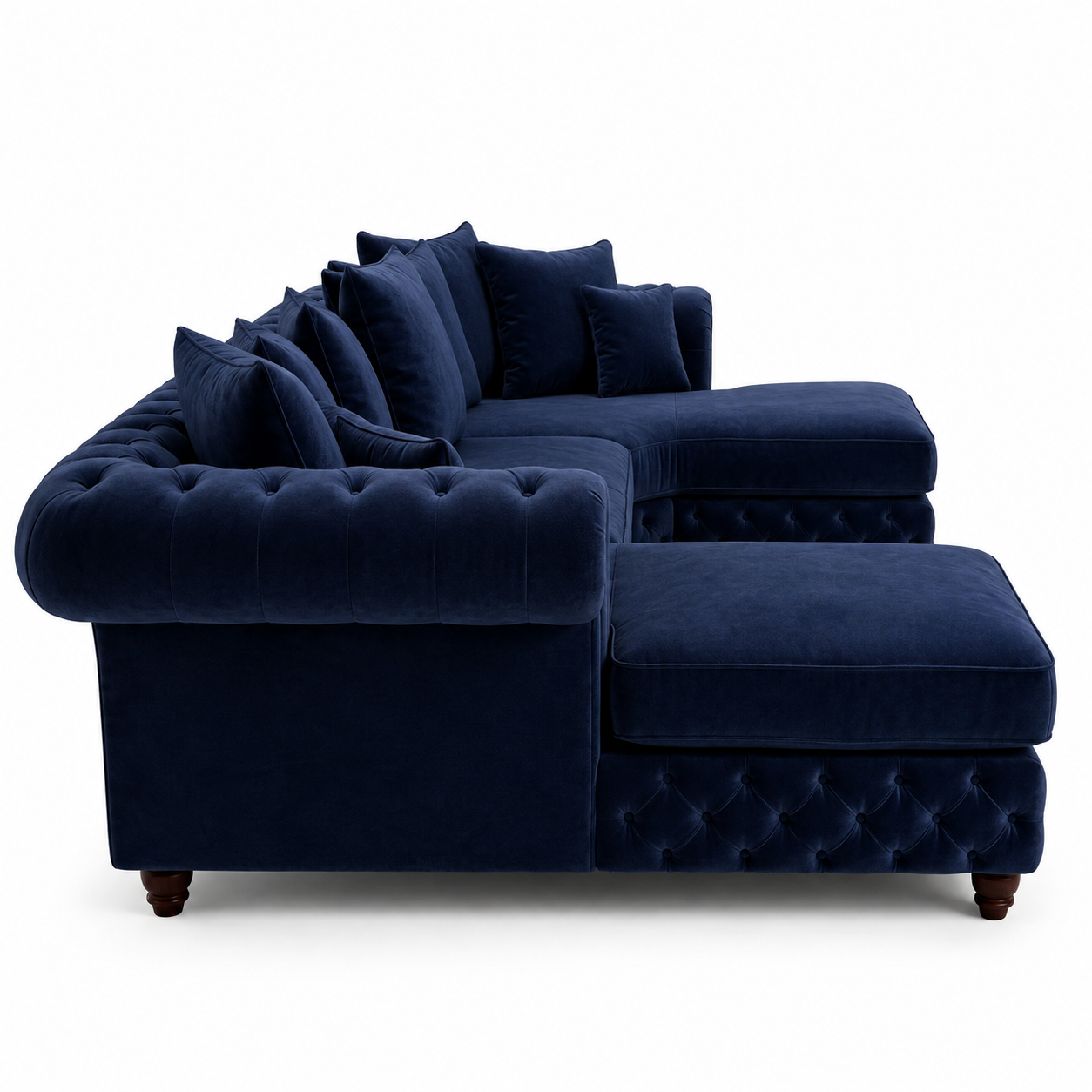Nicole Large U-Shape Plush Velvet Blue Sofa 2