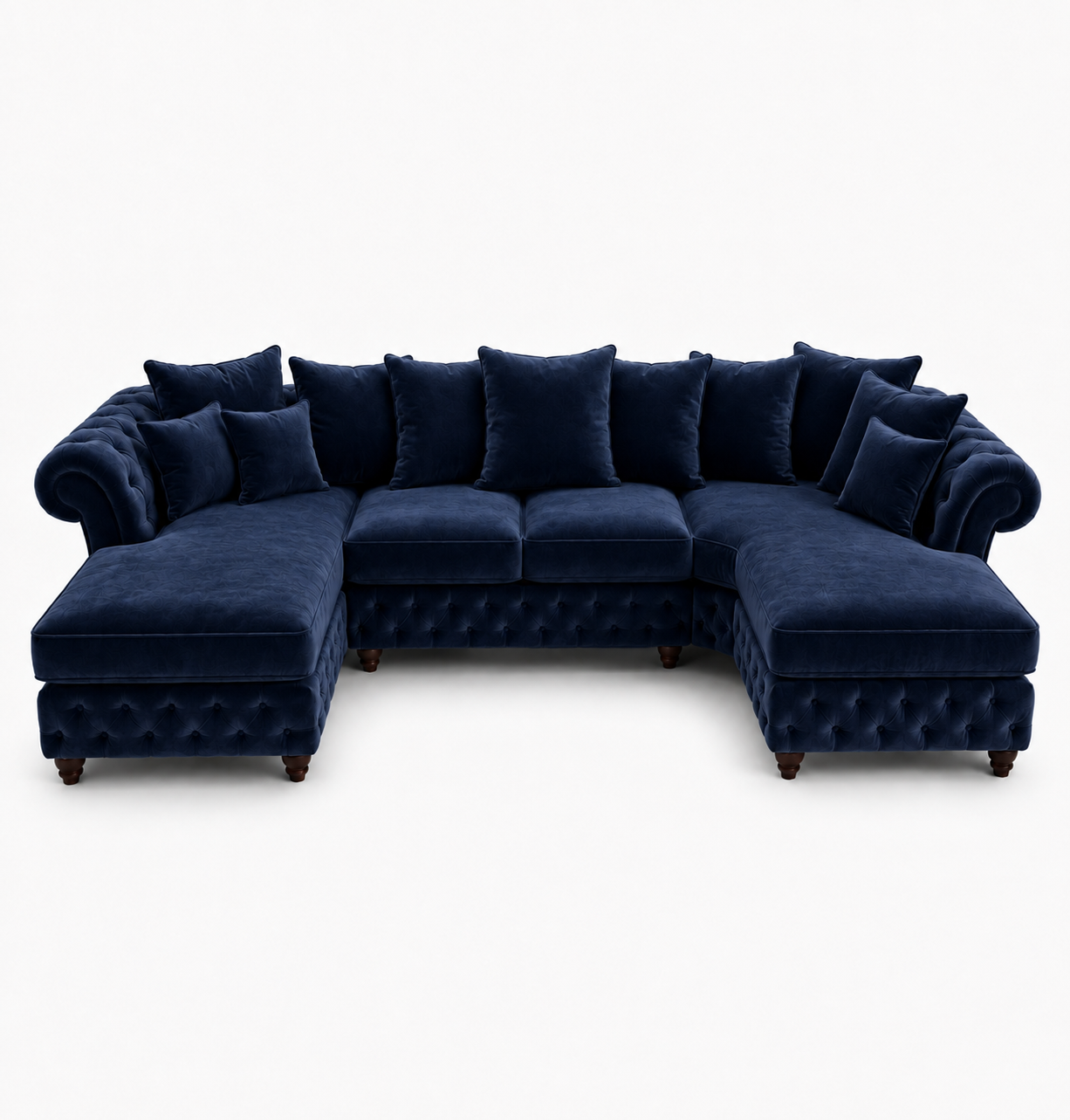 Nicole Large U-Shape Plush Velvet Blue Sofa