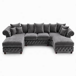 Nicole Large U Shape Plush Velvet Steel Sofa