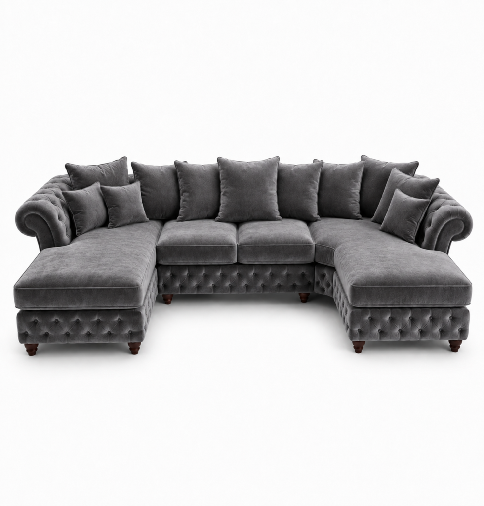 Nicole Large U Shape Plush Velvet Steel Sofa