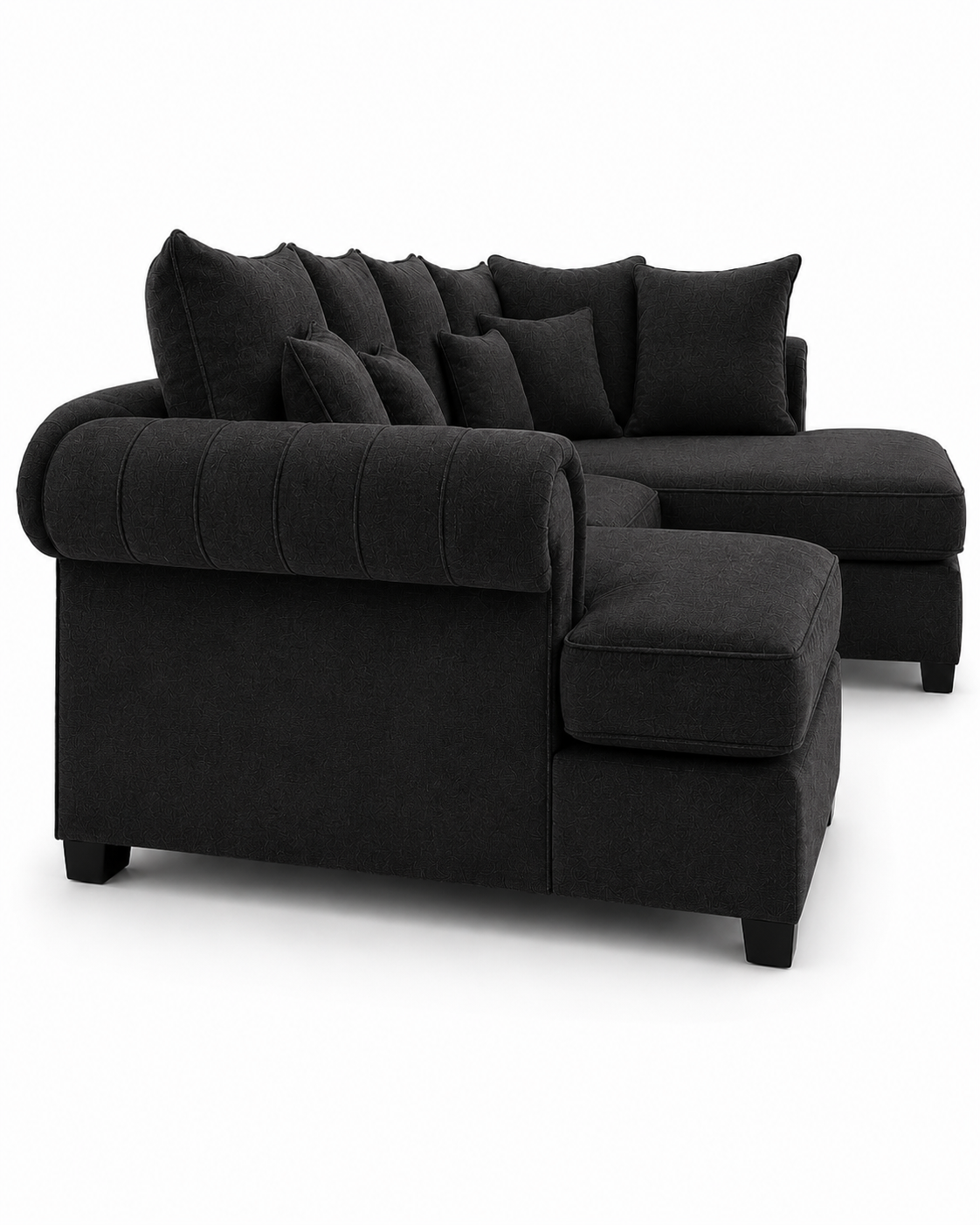 Nicole Mini U Shape Chenille Black Sofa 2